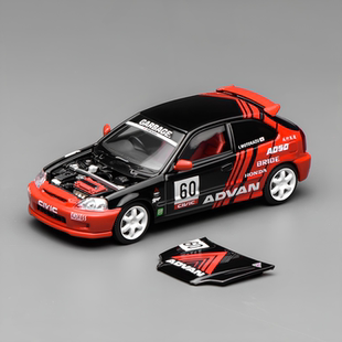 MH 1:64 本田Honda Civic Type R(EK9)红黑涂装 开盖合金汽车模型