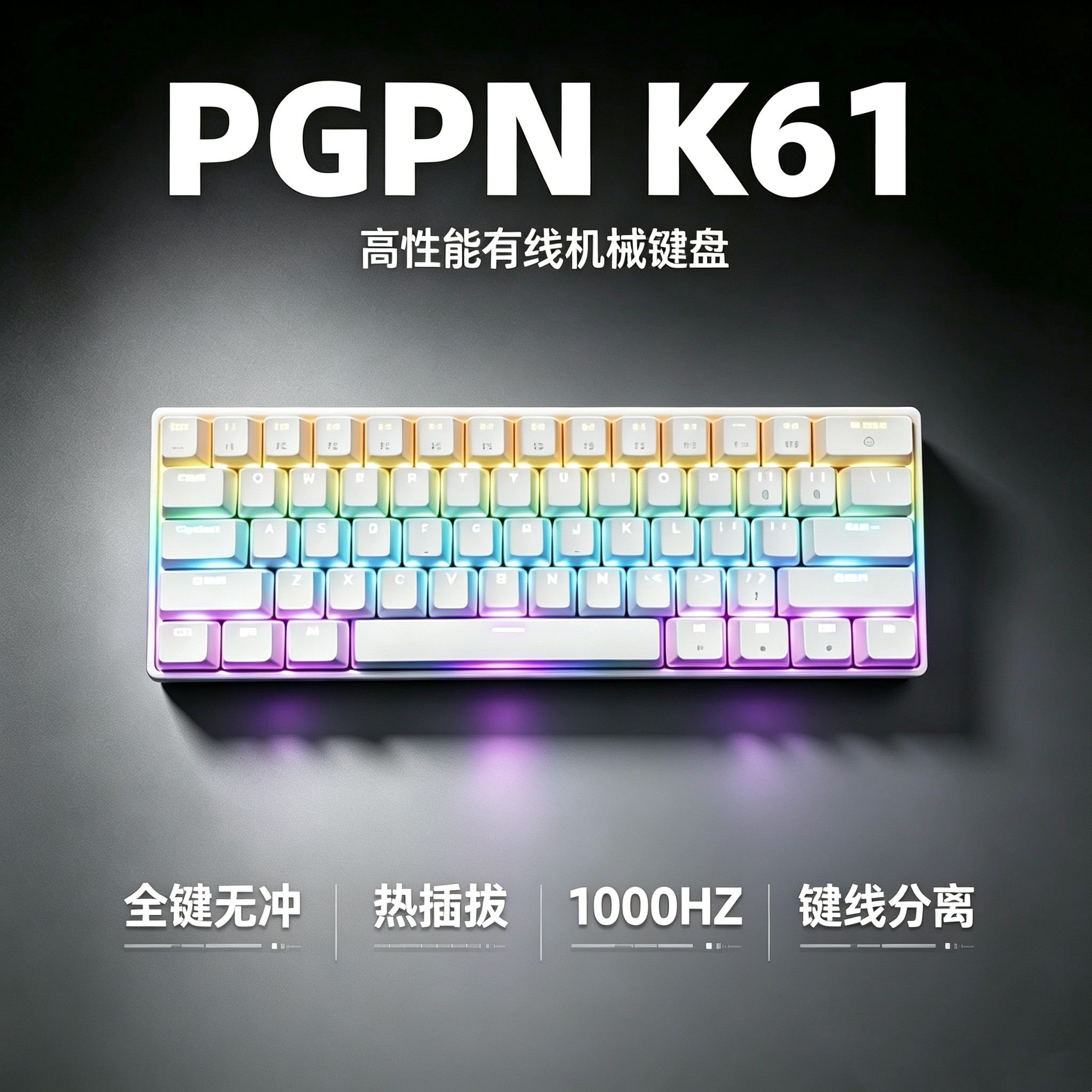 PGPN K61 小型机械键盘61键青轴小尺寸笔记本电竞游戏键盘鼠标