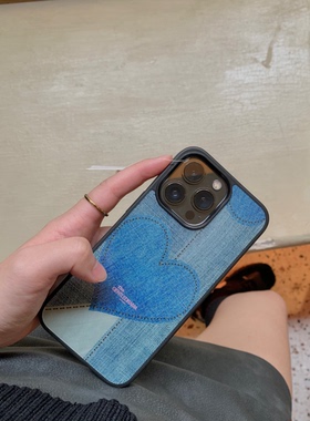 denim爱心牛仔（非布面）磨砂款手机壳GENTLEDRAMA原创出品
