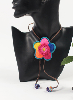 原创新款原创手工项链刺绣花朵