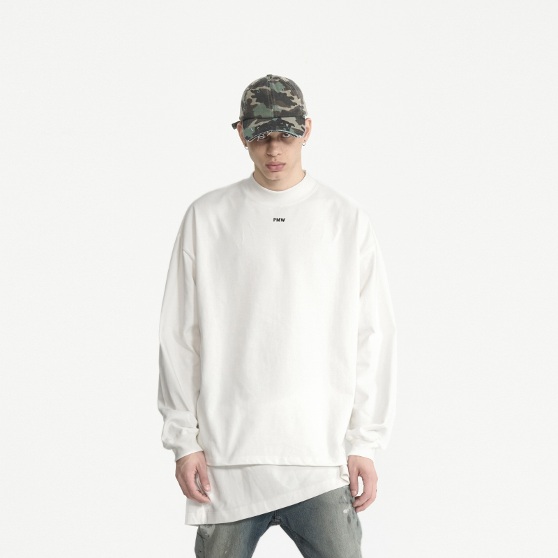 PMW 【杭州限定】万勿错过刺绣长袖T恤黑白休闲简约百搭宽松
