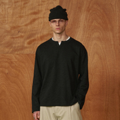 针织衫 PMW 假两件长袖 全棉复古叠搭合身微宽松剪裁纹理感男秋T恤