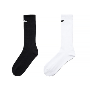 PMW 黑白纯色基础简约运动篮球袜吸汗防臭中高筒袜 男女同款