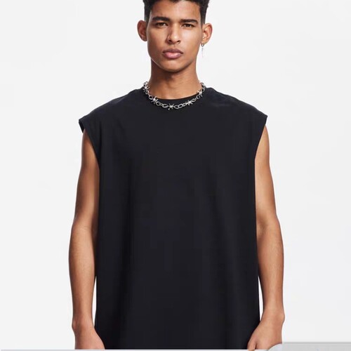 300G纯棉坎肩背心健身无袖T恤男