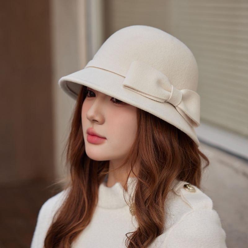 谷兜空间盆帽秋冬优雅蝴蝶结