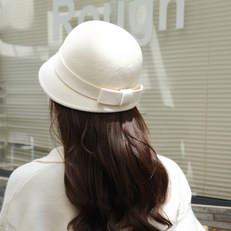 法式小赫本前长后短蝴蝶结帽子羊毛呢渔夫盆帽奶油白小沿帽子女,服饰配件/皮带/帽子/围巾,帽子,淘宝优惠券,粉丝福利购,淘宝优惠卷