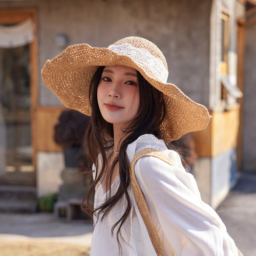 出游沙滩帽大帽檐夏季草编超大檐