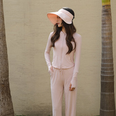 夏季 薄款 防晒衫 夏UPF冰丝防晒衣女款 防紫外线透气运动防晒服套装