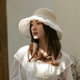春夏新欧根纱大蝴蝶结草帽遮阳帽女可折叠蝴蝶结优雅草帽出游度假