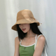 夏简约百搭草帽手工钩针棉草可折叠百搭显脸小女士夏季 出游遮阳帽