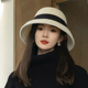 秋冬羊毛白色赫本风盆帽气质名媛帽子女款 渔夫帽 小香风复古法式