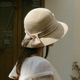 春夏小香风珍珠蝴蝶结圆顶防晒草帽盆帽渔夫帽女韩版 草编出游草帽