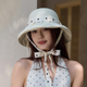 小众设计师新款 轻奢和纸渔夫草编盆帽波点蝴蝶结渔夫帽女遮阳帽