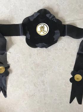 包邮12寸老人框遗像相框黑花16寸镜框专用飘带奠仪追掉黑纱5层花