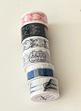 duye度也 韩国allwrite和纸胶带10米爆款ins涂鸦小猫手账拼贴分装