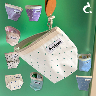 duye度也 波点便携ins现货 韩国Aeiou收纳包化妆包百搭实用夏季