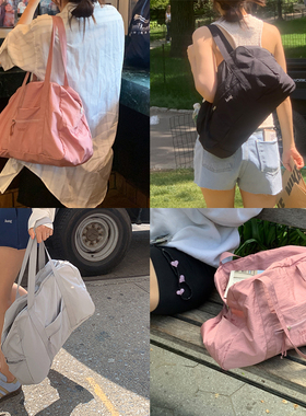 duye度也 韩国haag银灰色粉色黑色尼龙单肩包ins日常度假风女包