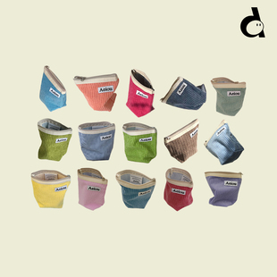 duye度也 秋冬便携ins 韩国Aeiou收纳包灯芯绒化妆包m号条绒款