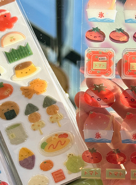 duye度也 韩国hookka hookka滴胶贴纸可爱彩色和风手绘手帐拼贴