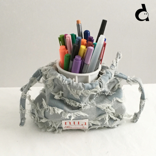 duye度也 韩国nuaname牛仔束口袋小众设计简约ins风大容量收纳包