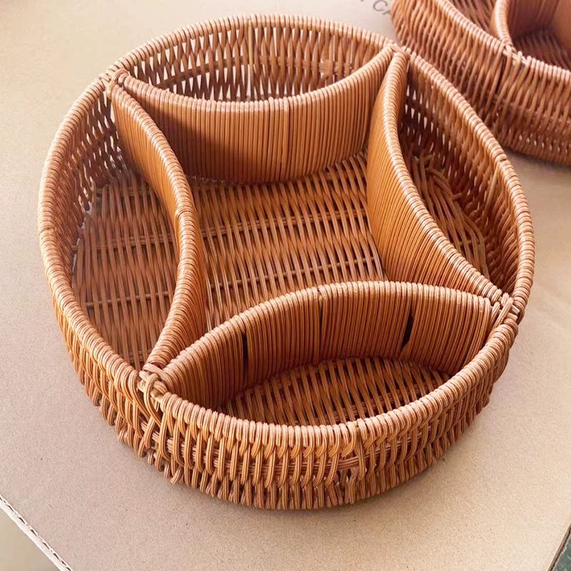 仿藤篮零食分格篮加固收纳筐铁架子篮超市展示篮果蔬篮糖果婚礼篮