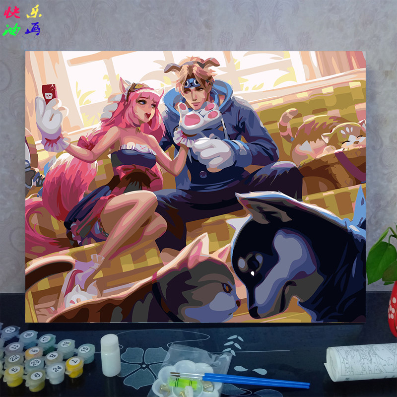 diy游戏人物李白手工填色画定制