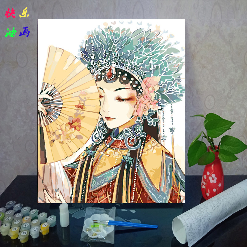 diy数字人物儿童卡通减压填色画