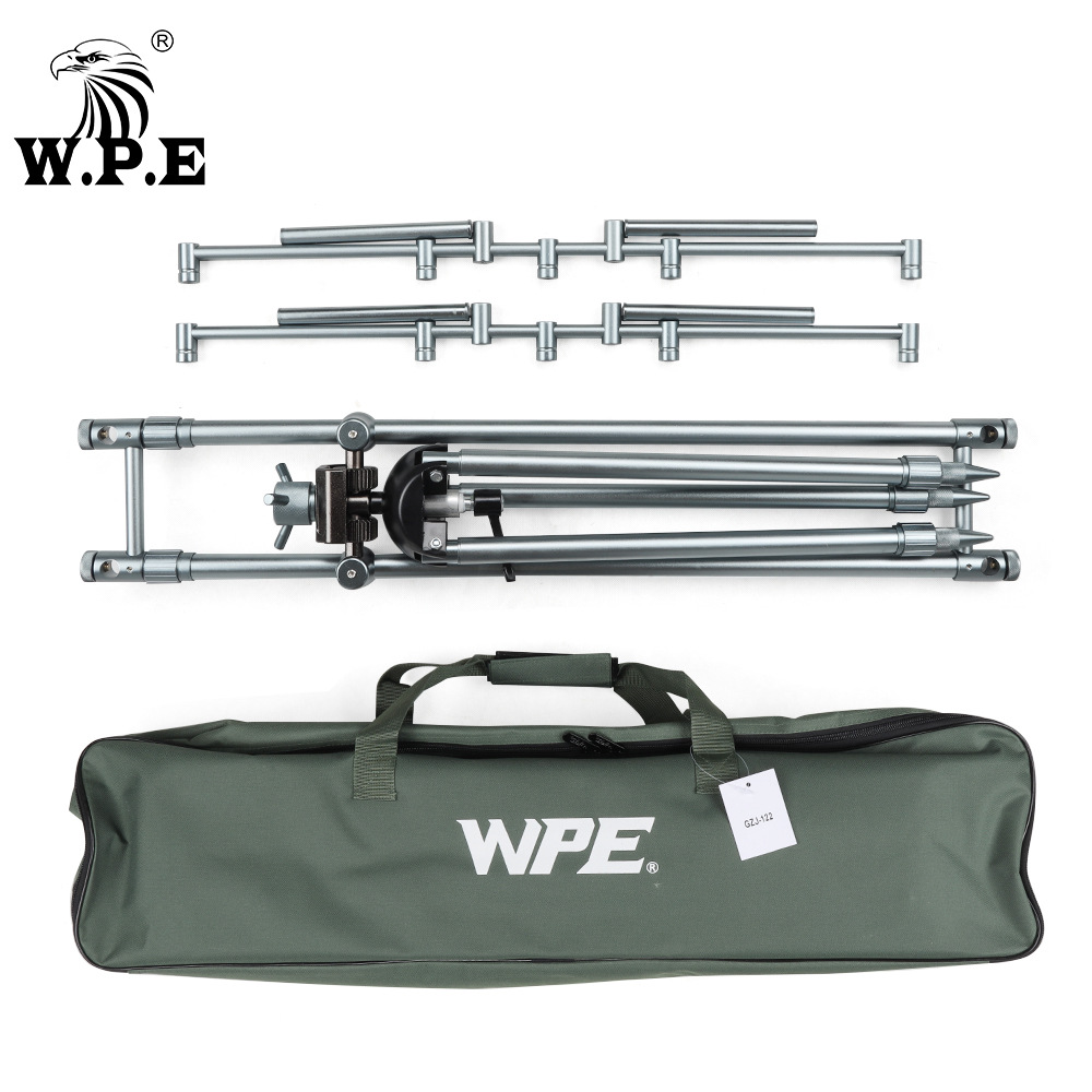 W.P.E 鱼竿支架钓鱼用品铝合金三脚架炮台插地旋钮三脚支架钓鱼支