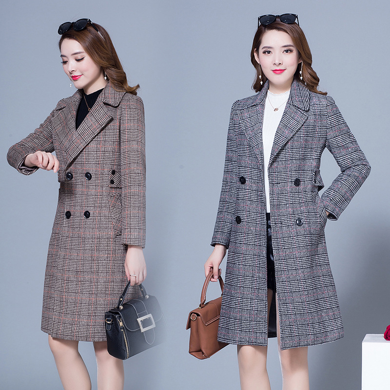 格子大衣女中长款韩版2019秋冬新款修身显瘦千鸟格毛呢大码外套潮|ruв категории Женская одежда, шерстяные пальто - от Buy2taobao.com для оказания профессиональной услуги покупки агента Taobao