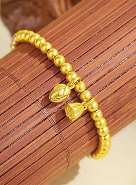 两世欢手链女 金店同款叠戴铜镀金弹力绳手链可调节轻奢叠戴高级