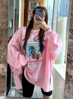 长袖休闲简约薄款印花洋气棉女