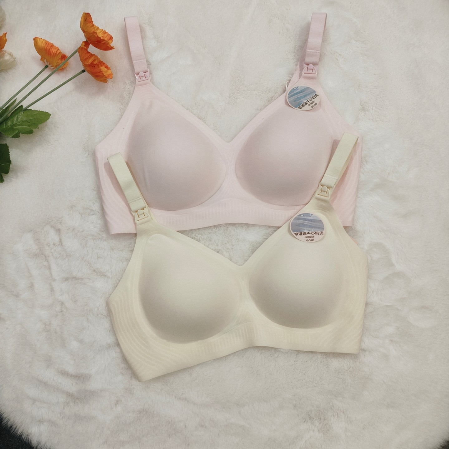 香蜜闺秀中薄款三排扣24112202健康绵无钢圈C杯哺乳孕期文胸吸湿