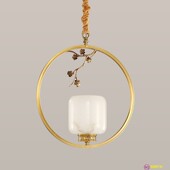 欧式 简约全铜云石灯铜质小鸟单头小吊灯玄关门厅入户灯走廊过道灯