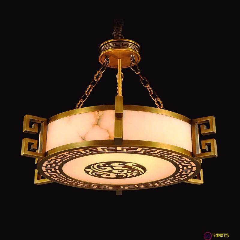 全铜西班牙进口天然云石吊灯新中式酒店别墅卧室餐厅复古奢华吊灯