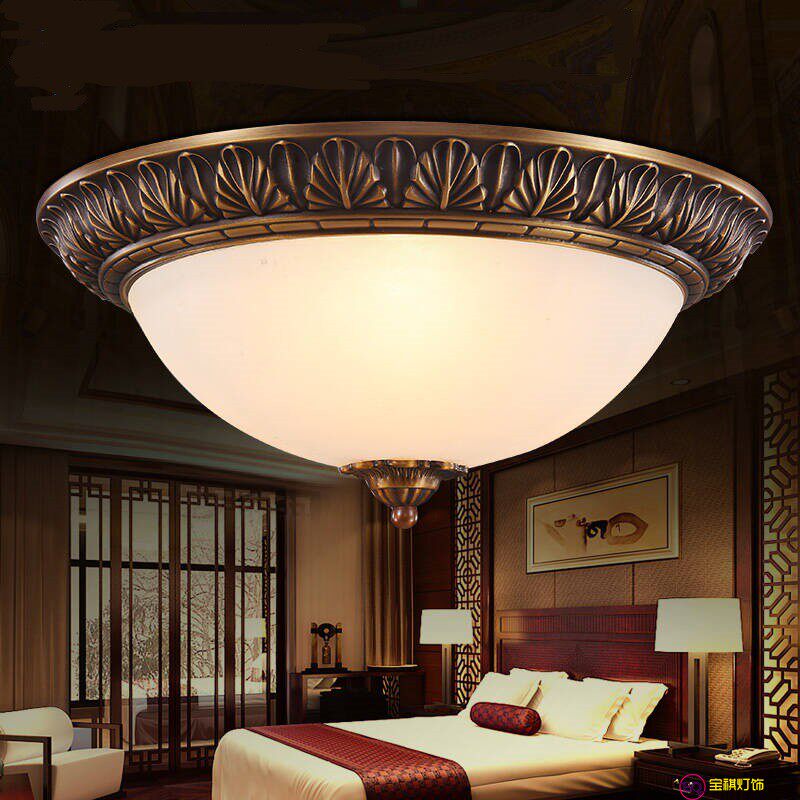 LED圆形纯铜吸顶灯 宝云欧式全铜云石灯 入户玄关楼梯阳台卧室灯