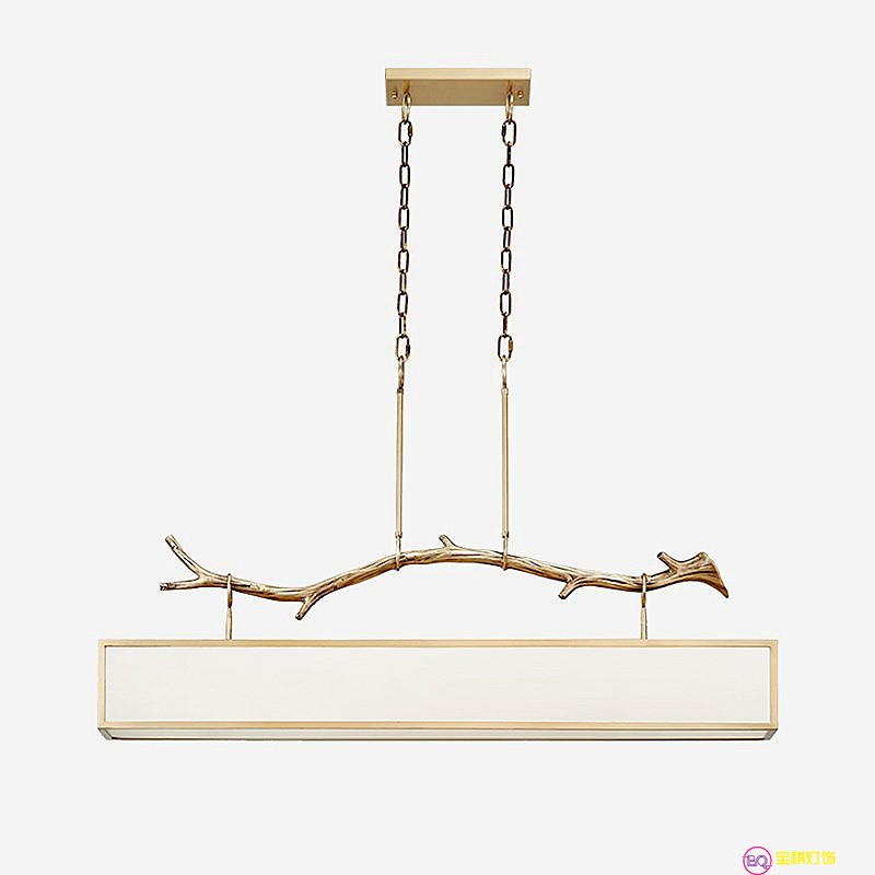 现代新中式铜树枝复古灯具中国风全铜茶室吊灯禅意长方形餐厅吊灯