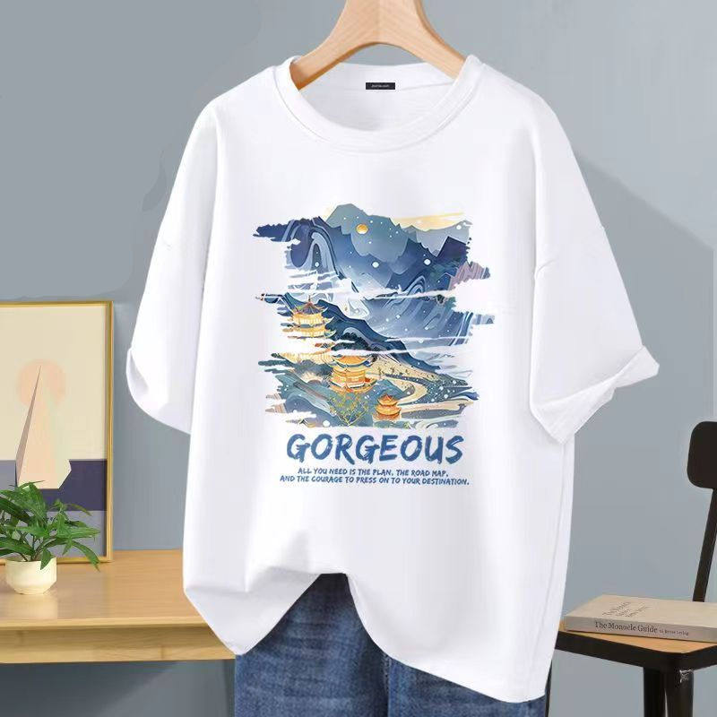 国潮短袖男款2024年夏季新款潮牌潮流男装大码宽松百搭时尚t恤