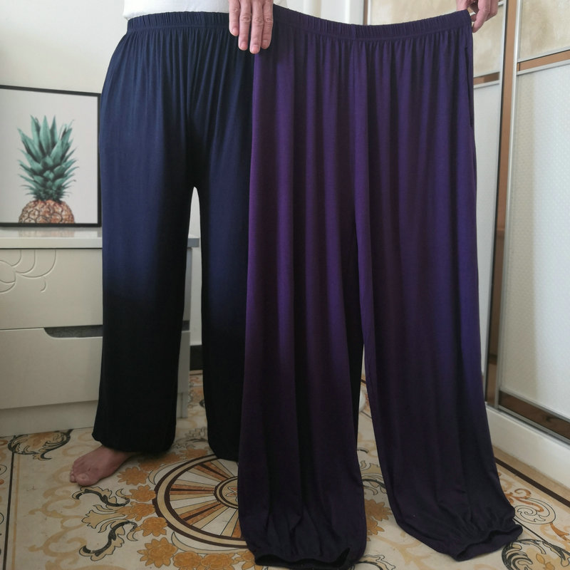 春夏秋加肥大码莫代尔长睡裤宽松灯笼裤男女晨练瑜伽太极运动裤