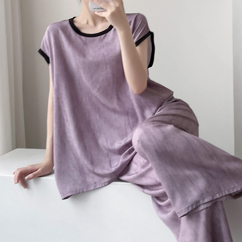 新款女士夏季无袖七分裤棉绸睡衣家居服套装棉质两件套薄款可外穿