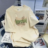 Летняя зеленая хлопковая белая футболка с коротким рукавом, оверсайз, короткий рукав