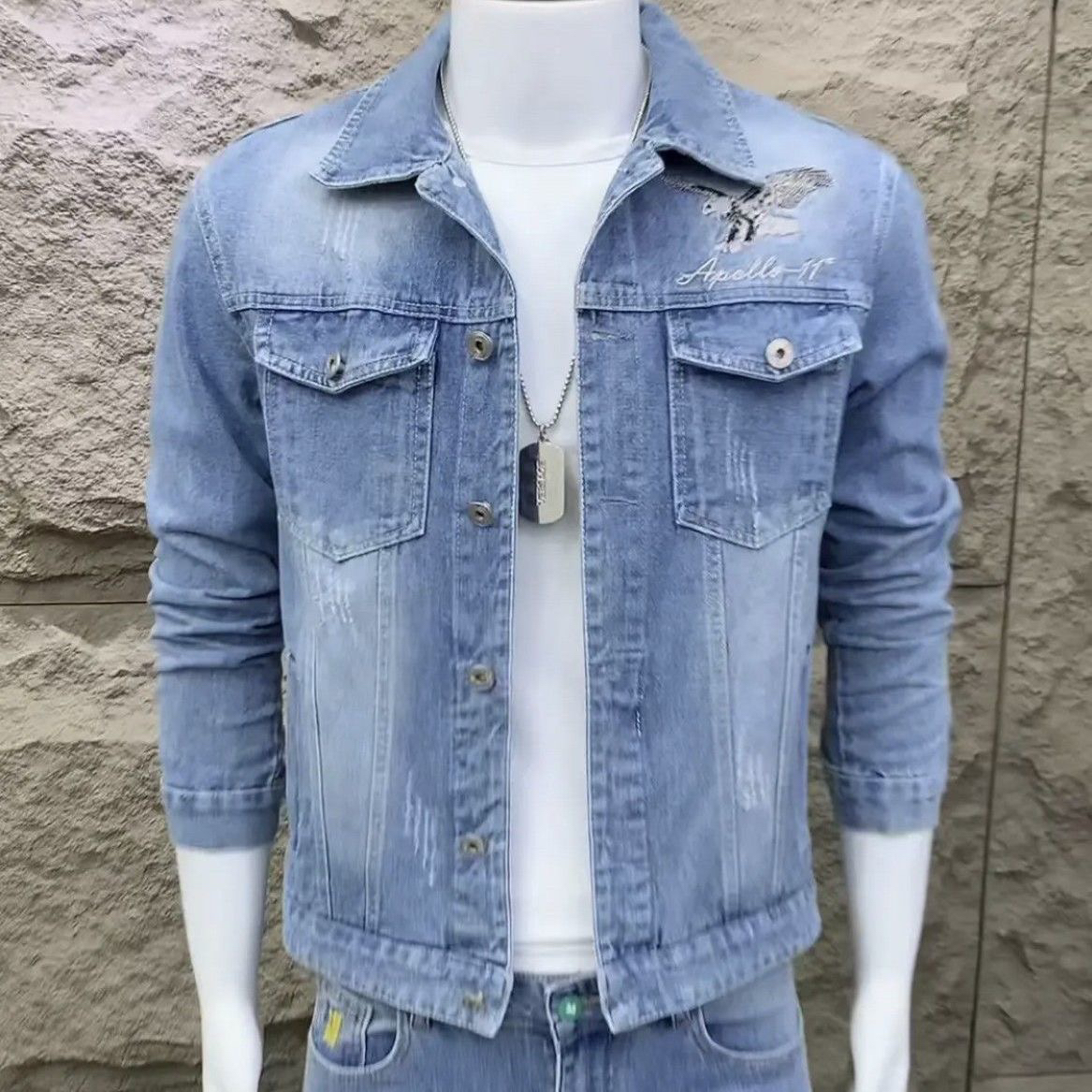 男士牛仔衣外套立领春秋季修身款