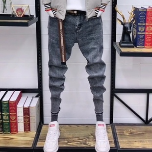 牛仔裤男韩版弹力修身潮流秋冬季加厚新款社会精神小伙小脚裤子潮