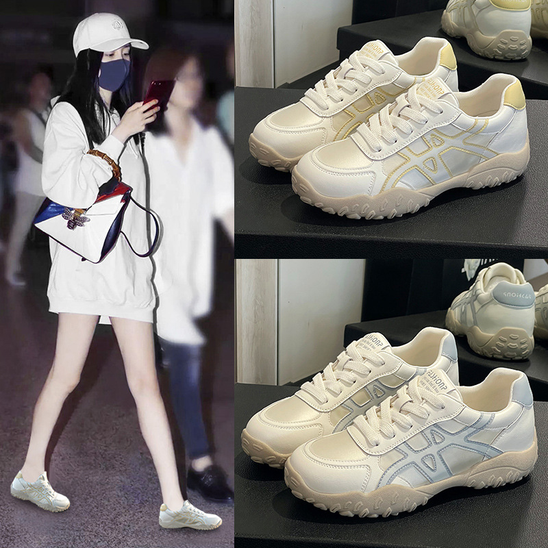 真皮德训鞋女增高网面透气阿甘鞋2025新款徒步登山鞋女户外