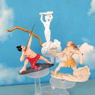 女娲补天后羿射日夸父逐日摆件中国神话人物桌面摆放车内鱼缸装饰