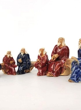 中式人物双人两个老头聊天