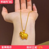 金店同款 古法沙金实心唐马吊坠项链小马造型马上有钱锁骨链送女友