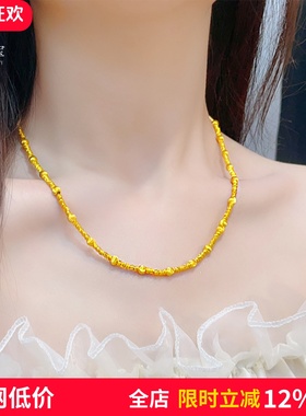 女沙金爆闪猫眼拉丝蹦迪珠项链