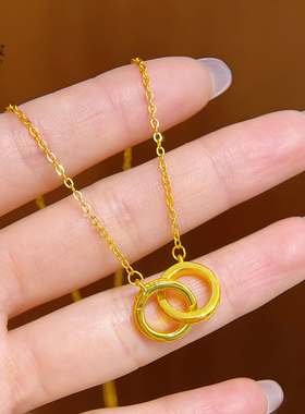 龙女沙金鳞凤羽双扣圆环套链