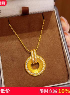 女沙金点钻摩天轮平安扣吊坠项链