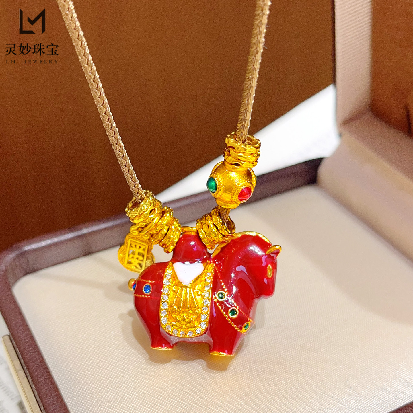 新中式国风沙金珐琅彩马上有钱盘缠吊坠项链马年红色本命年挂坠女,饰品/流行首饰/时尚饰品新,项坠/吊坠,淘宝优惠券,粉丝福利购,淘宝优惠卷